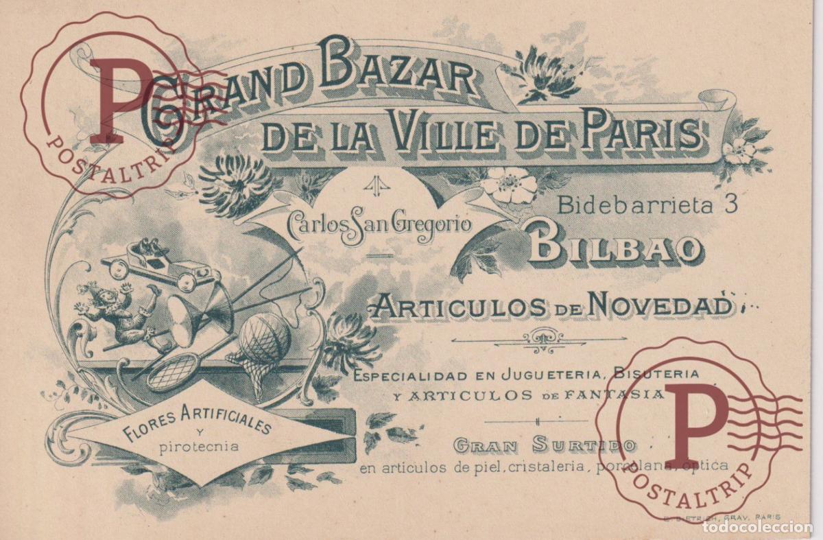 Postales: PUBLICIDAD. PUBLICITE. BILBAO GRAND BAZAR DE LA VILLE DE PARIS ARTICULOS DE NOVEDAD. RECORTADO EL LA
