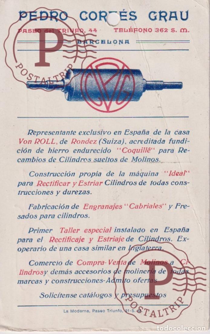 Postales: PUBLICIDAD. PUBLICITE. PEDRO CORTES GRAU. CILINDROS. BARCELONA. agujero parte superior
