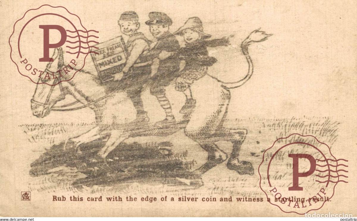 Postales: RUB THIS CARD WITH THE EDGE OF A SILVER COIN AND WITNESS A STARLING RESULT ANE DONKEY EZEL ESEL MU