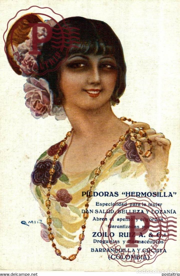 Postkarten: ESTILO MODERNISTA ILUSTRADA POR R MIR PILDORAS HERMOSILLA BARRANQUILLA Y CUCUTA ZOILO RUIZ FARM PUB
