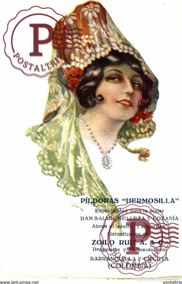 Postkarten: ESTILO MODERNISTA ILUSTRADA POR R MIR PILDORAS HERMOSILLA BARRANQUILLA Y CUCUTA ZOILO RUIZ FARM PUB
