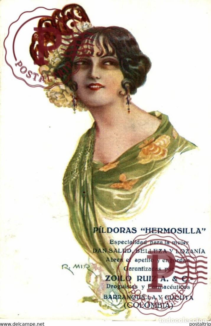 Postkarten: ESTILO MODERNISTA ILUSTRADA POR R MIR PILDORAS HERMOSILLA BARRANQUILLA Y CUCUTA ZOILO RUIZ FARM PUB