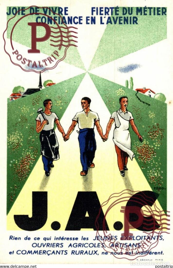 Cartes Postales: J.A.C. Joie de Vivre, Fiert&eacute; du M&eacute;tier, Confiance en lAvenir, Congr&egrave;s du 10e Anniversaire de la J.A