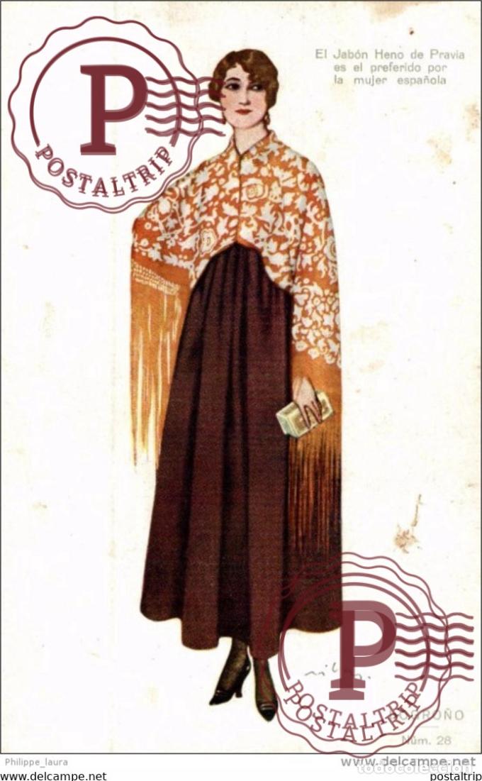 Postales: Logro&ntilde;o Postal publicitario JABON HENO de PRAVIA Regalo PERFUMERIA GAL Madrid.