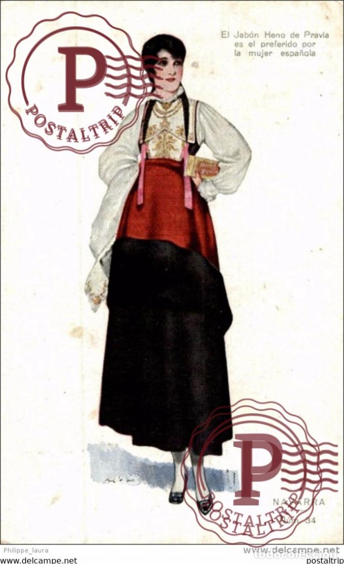 Postales: Gerona Postal publicitario JABON HENO de PRAVIA Regalo PERFUMERIA GAL Madrid.