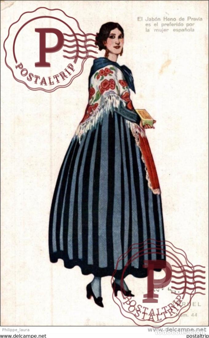 Postales: Teruel Postal publicitario JABON HENO de PRAVIA Regalo PERFUMERIA GAL Madrid. spain postcards