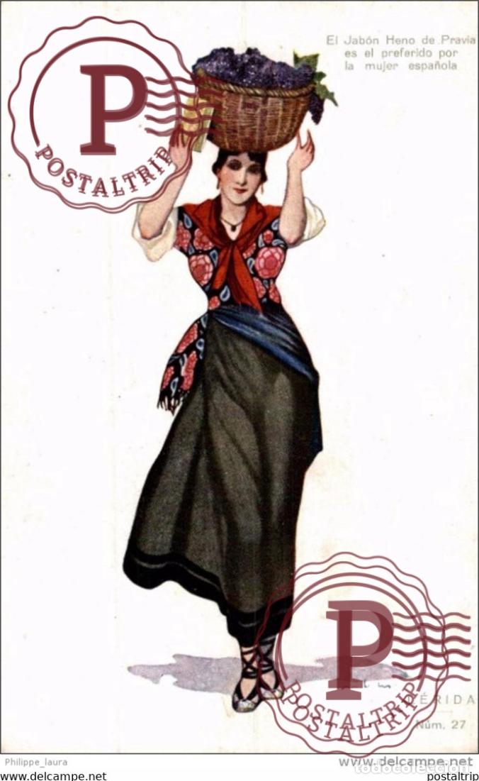Postales: Lerida Postal publicitario JABON HENO de PRAVIA Regalo PERFUMERIA GAL Madrid. spain postcards
