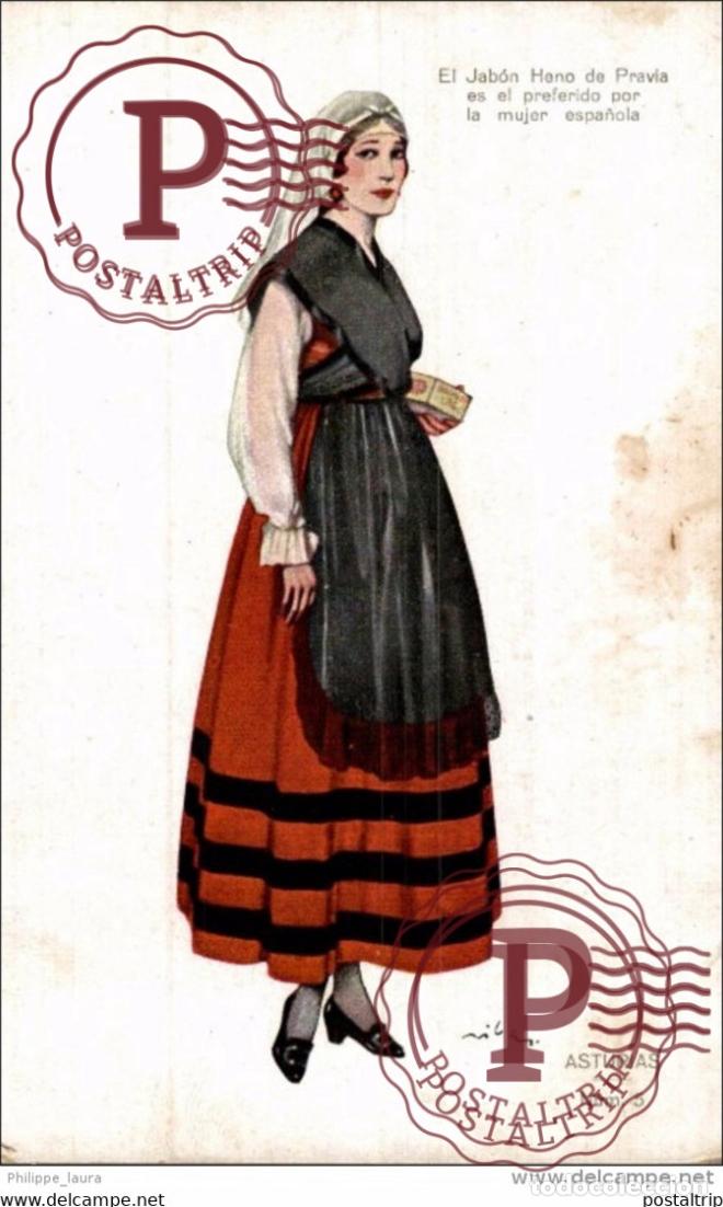 Postales: Asturias Postal publicitario JABON HENO de PRAVIA Regalo PERFUMERIA GAL Madrid. spain postcards