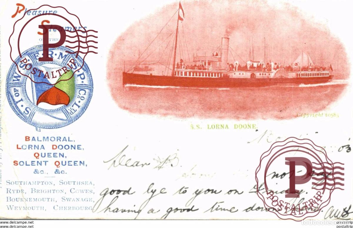 Postkarten: VERY RARE SS LORNA DOONE PLEASURE STEAMERS BALMORAL SOLENT QUEEN