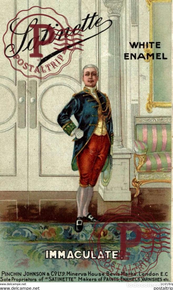 Postkarten: Advertisement LATINETTE WHITE ENAMEL IMMACULATE PINCHIN JOHNSON CRACK IN THE CARD SEE SCAN