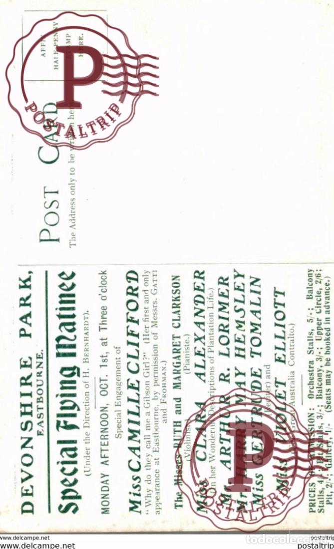 Postales: ADVERT EASTBORNE SUSSEX DEVONSHIRE PARK SPECIAL FLYING MATINEE