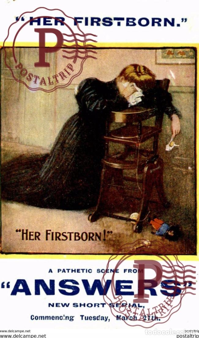Postales: ADVERT HER FIRSTBORN ANSWERS NEW SHORT SERIAL