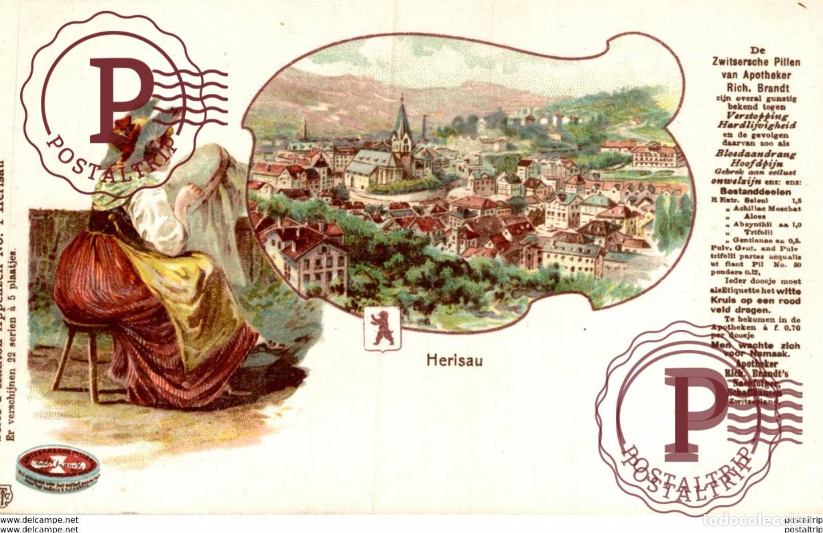 Postais: HERISAU Reklame f&uuml;r Zwitsersche Pillen von Rich SUIZA advertisement Advertising.
