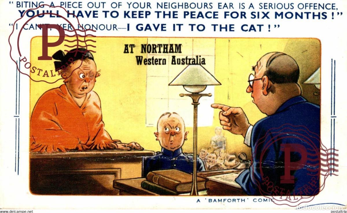 Postais: PUBLI AT NORTHAM WESTERN AUSTRALIA CRACK SEE SCAN BAMFORTH COMIC