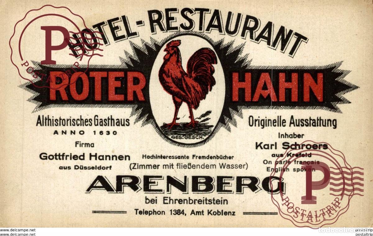 Postais: Vertreterkarte Ahrenberg, Hotel-Restaurant Roter Hahn PUBLICIDAD PUBLICITARIA.
