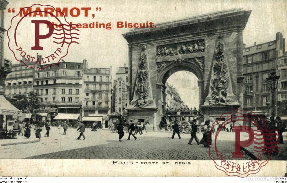 Postales: PUBLICIDAD. ADVERTISING. MARMOT. THE LEADING BISCUIT. PARIS. PORTE ST DENIS