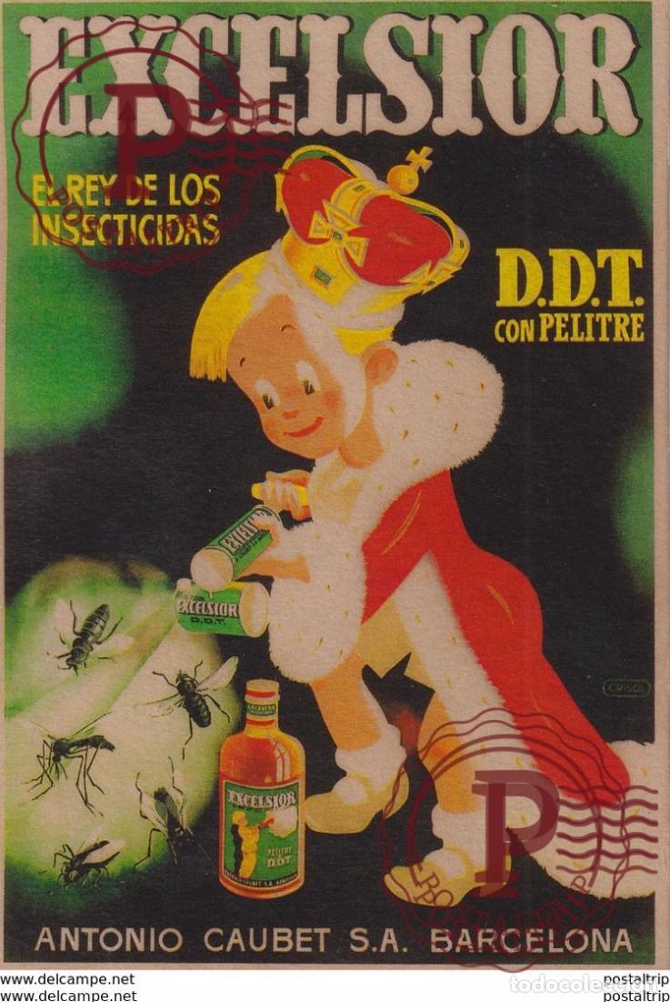 Postales: PUBLICIDAD. ADVERTISING. EXCELSIOR. EL REY DE LOS INSECTICIDAS. ANTONIO CAUBET S.A. BARCELONA