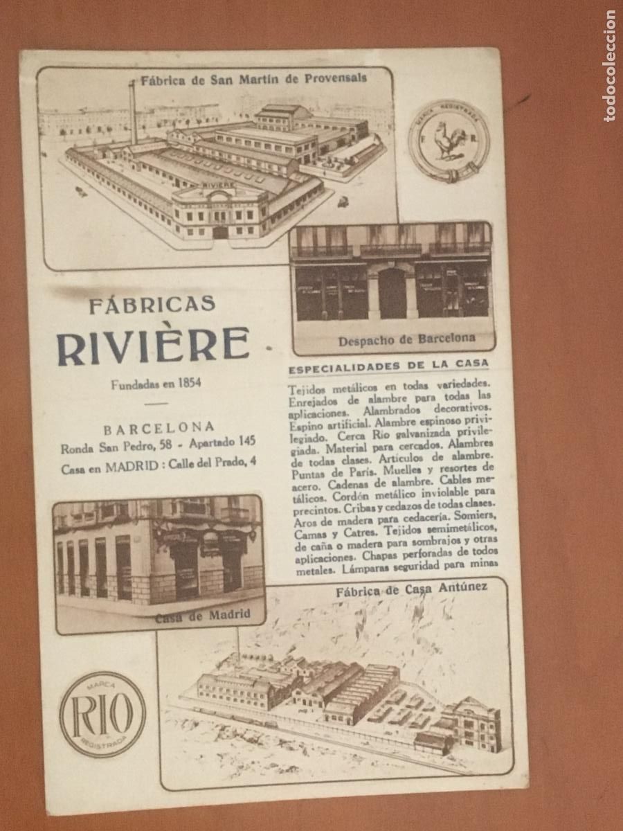 Postales: fabricas riviere tejidos postal publicitaria original antigua