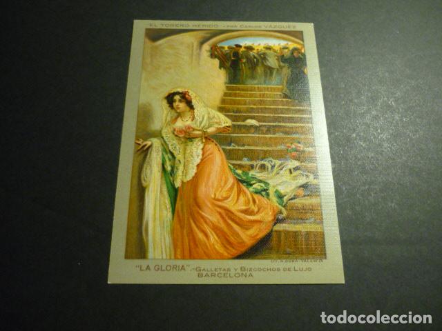 Postales: LA GLORIA GALLETAS BIZCOCHOS BARCELONA CARLOS VAZQUEZ EL TORERO HERIDO POSTAL PUBLICITARIA