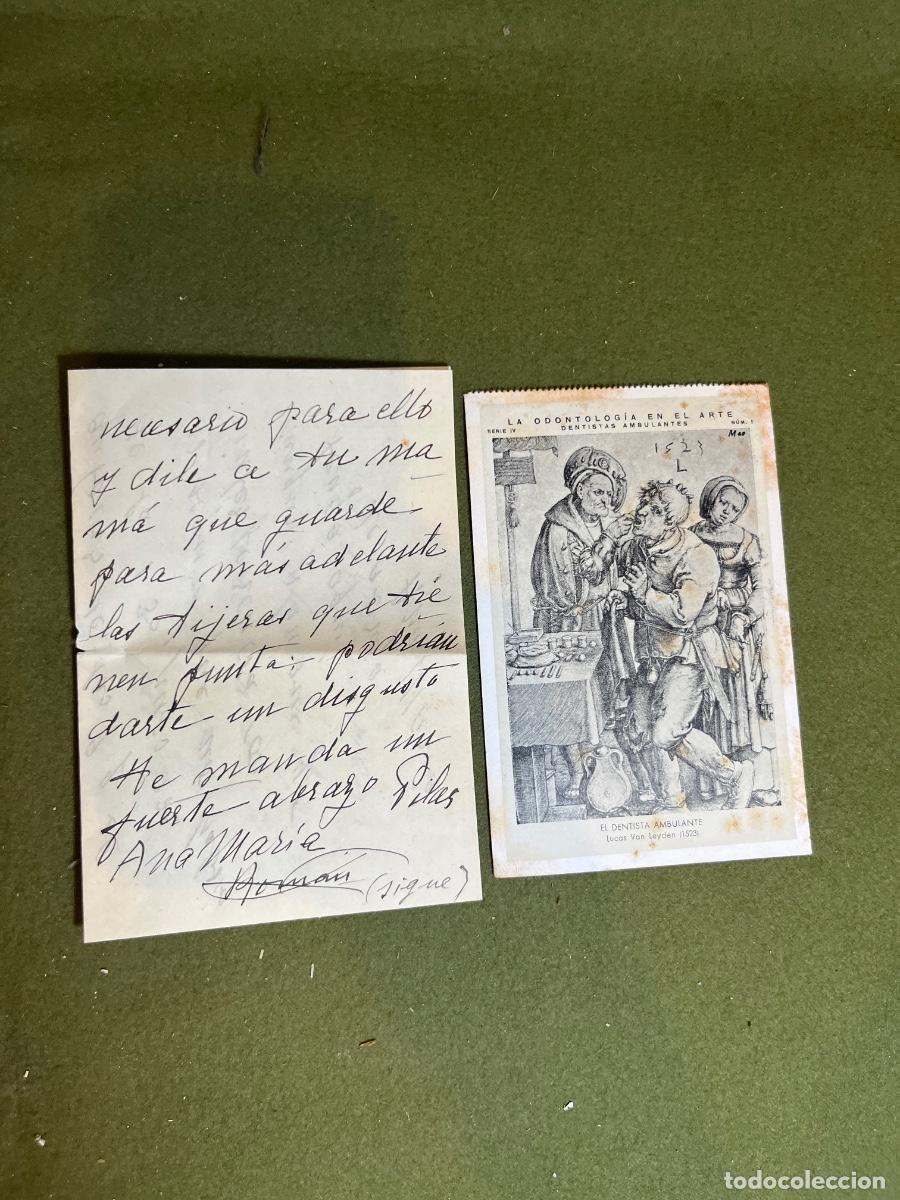 Postales: Lote de correspondencia antigua y postal publicitaria &ldquo;La Odontolog&iacute;a en el Arte&rdquo; dirigida a Ana M.&ordf;