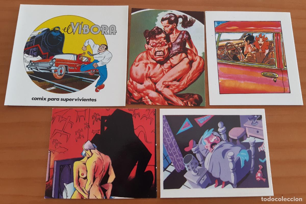 Postales: 5 TARJETAS - EL V&Iacute;BORA - COMIX PARA SUPERVIVIENTES - EDICIONES LA C&Uacute;PULA - PERFECTO ESTADO