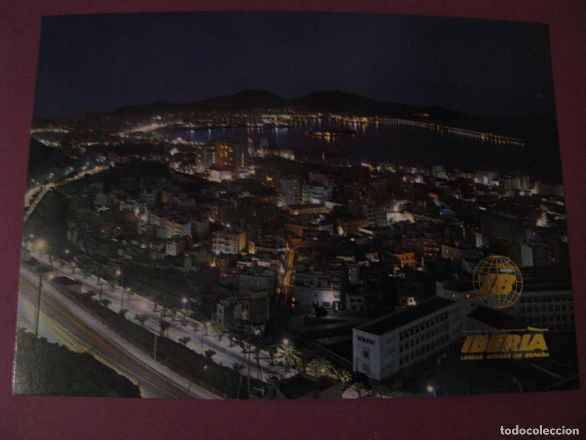 Postales: POSTAL DE IBERIA. LINEAS A&Eacute;REAS DE ESPA&Ntilde;A. LAS PALMAS DE GRAN CANARIA. VISTA NOCTURNA.