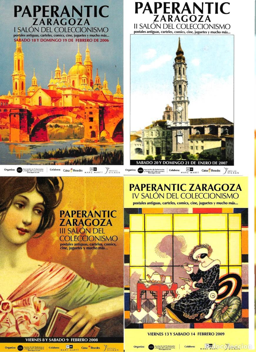 Postales: &rdquo;Paperantic Vigo, Alicante. M&aacute;laga, Valencia&rdquo; 4 postales Sal&oacute;n del Colecciomnismo 2007, 2008