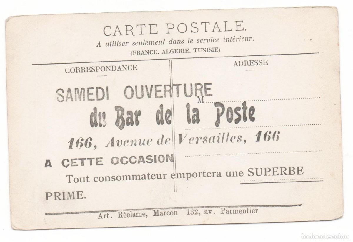 Postales: Postal publicitaria francesa principios del XX- sin circular-Inaguraci&oacute;n del Bar La Poste, en Par&iacute;s