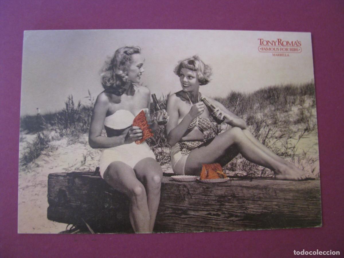 Postales: POSTAL DE PUBLICIDAD DEL RESTAURANTE TONY ROMA'S, MARBELLA.