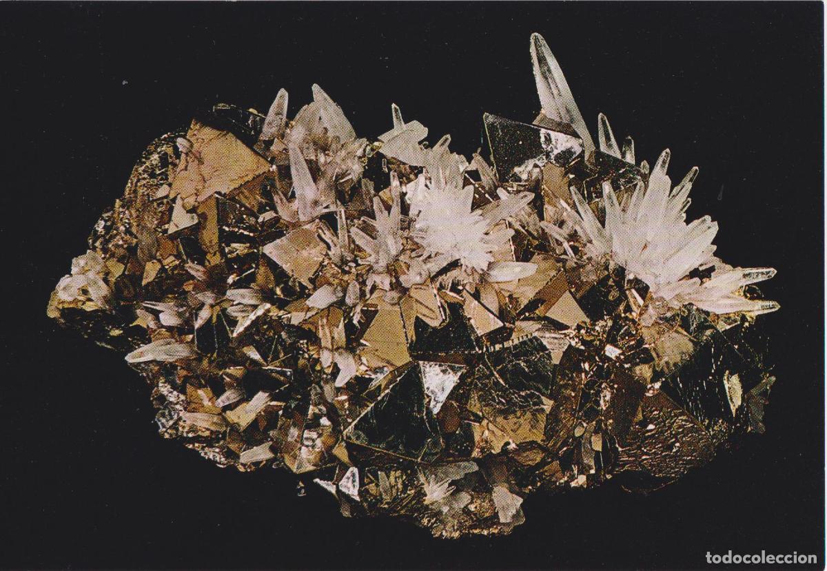 Postales: POSTAL MINERAL DRUSA DE PIRITA CON CUARZO - BRITISH MUSEUM LONDRES