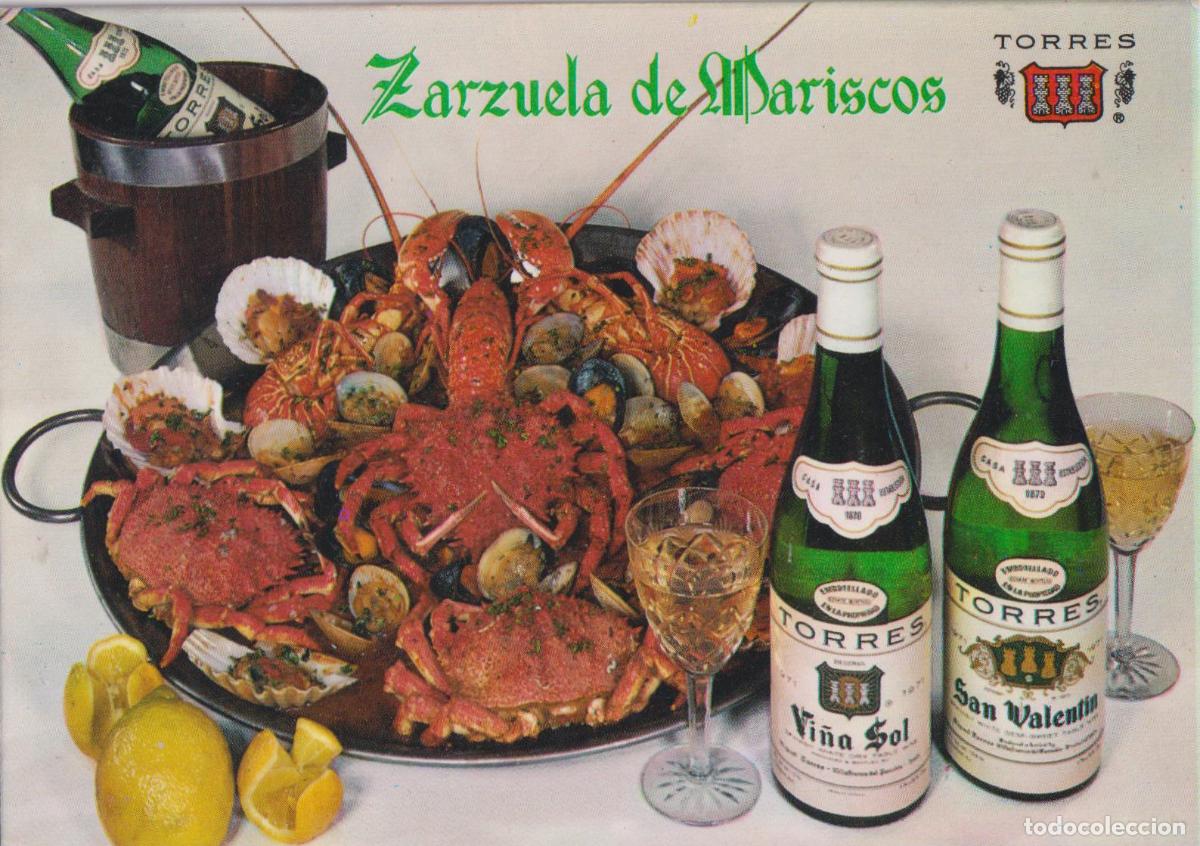 Postales: POSTAL PUBLICITARIA EDITADA POR BODEGAS TORRES DE VILAFRANCA DEL PENED&Egrave;S &ndash; ZARZUELA DE MARISCOS - &ndash;