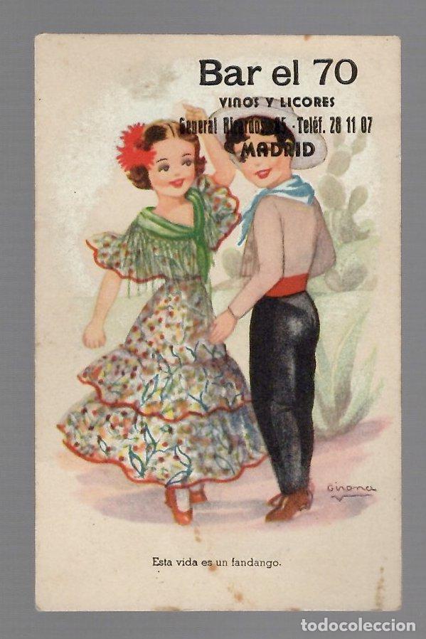 Postales: TARJETA POSTAL REFRANERO POPULAR COLECCION J. PUBLICIDAD BAR EL 70, MADRID. A&Ntilde;OS 70