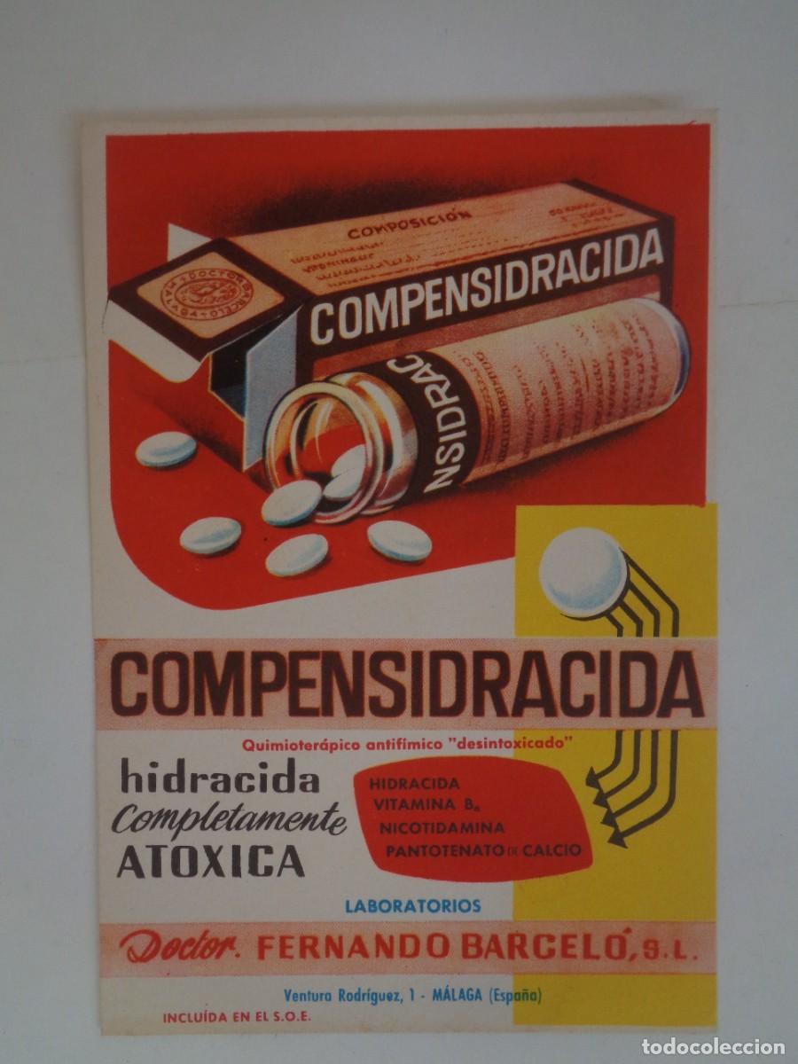 Postales: FOLLETO PUBLICITARIO DE FARMACIA: COMPENSIDRACIDA , DE LABORATORIOS DR. BARCEL&Oacute; , MALAGA