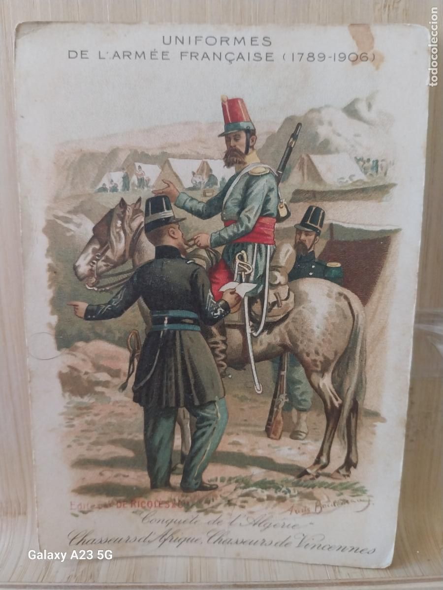 Postales: LICOR RICOLES MENTA UNIFORMES ARMADA FRANCESA 1789 1906 TARJETA PUBLICITARIA ILUSTRACION 12.8X9CMS