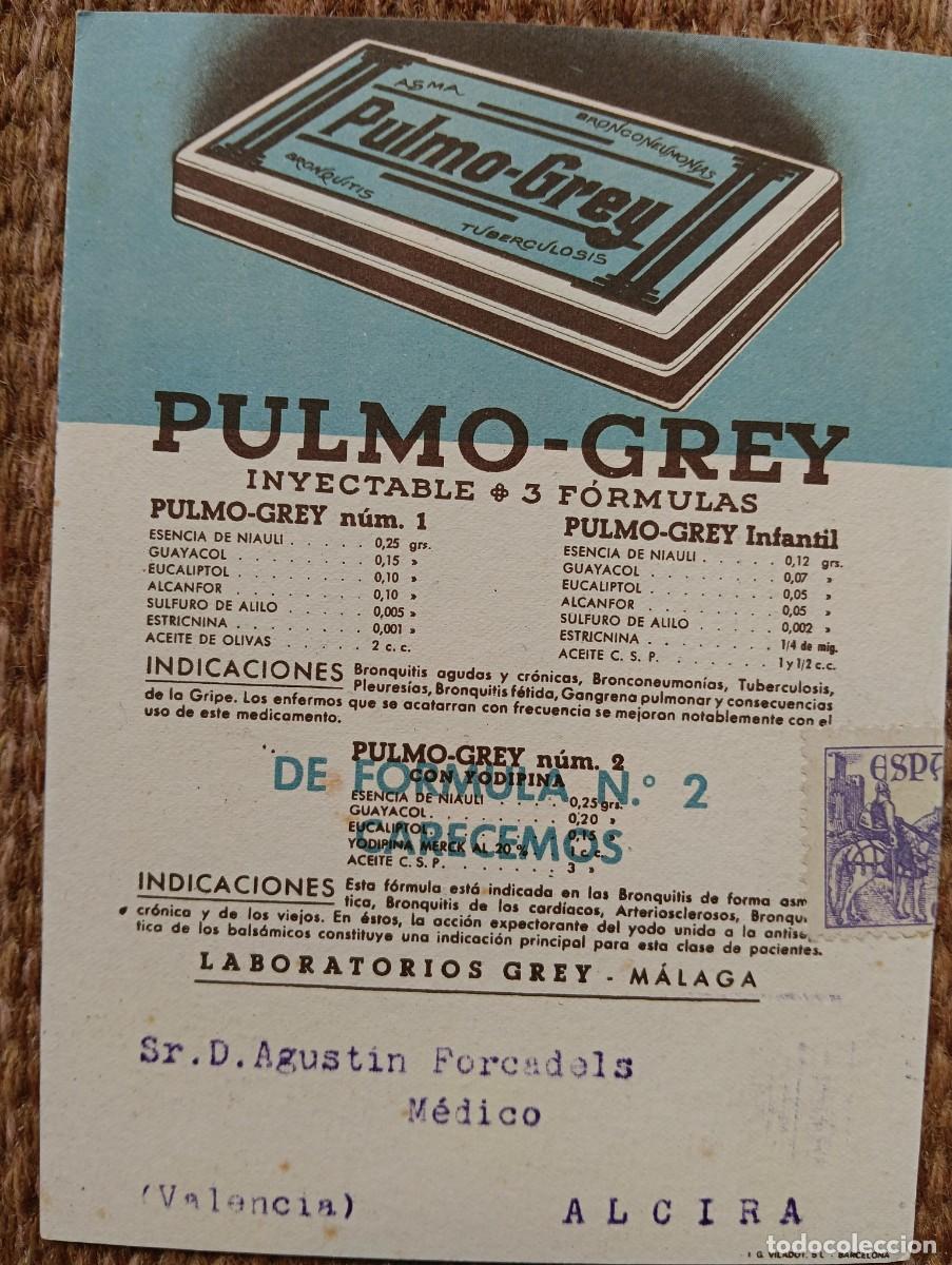Postales: PUBLICIDAD MEDICAMENTO PULMO GREY CIRCULADA A ALCIRA