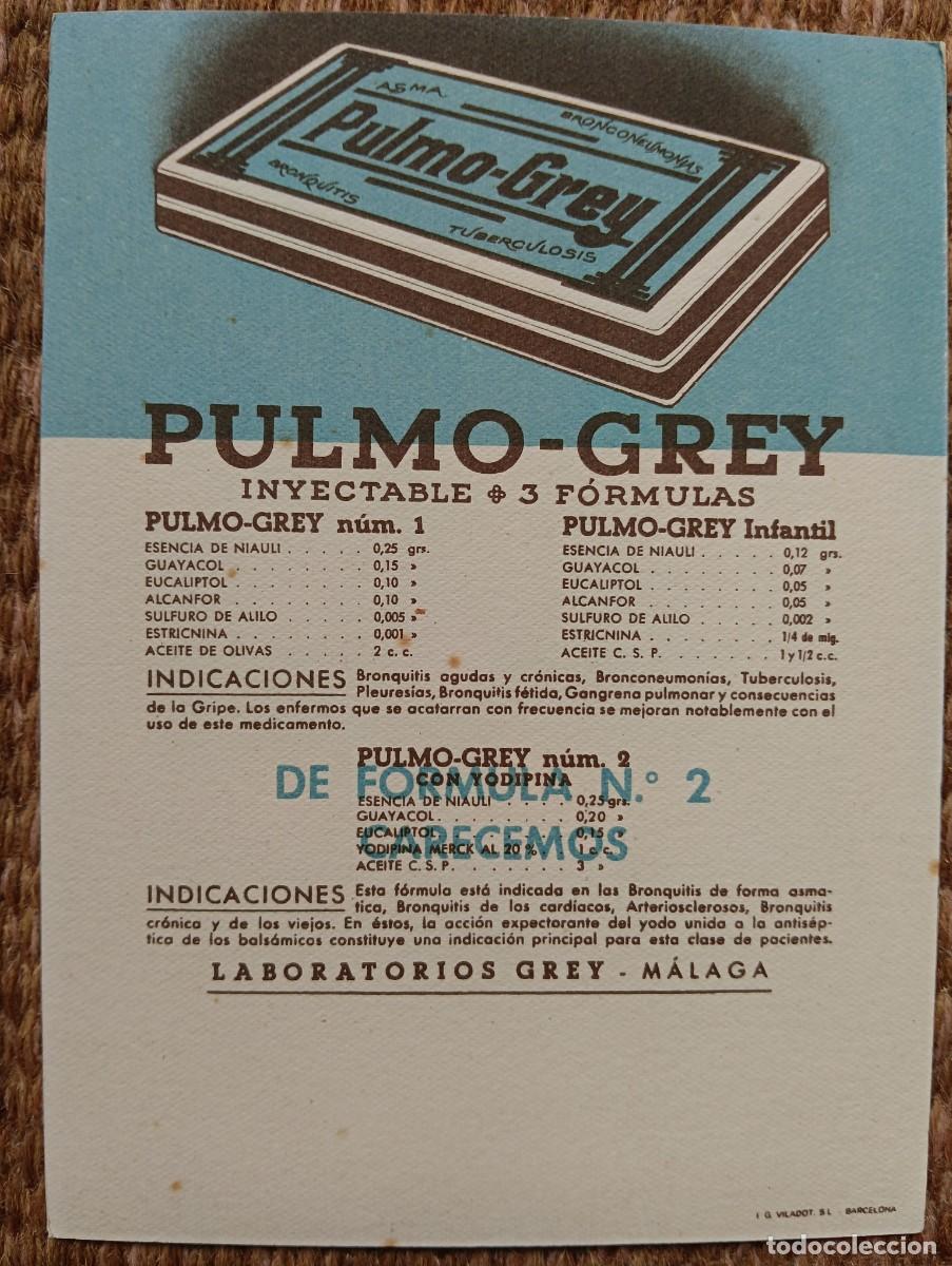 Postales: PUBLICIDAD MEDICAMENTO PULMO GREY - LABORATORIOS GREY - MALAGA