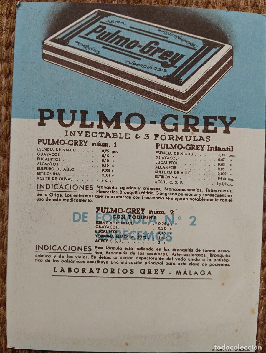 Postales: PUBLICIDAD MEDICAMENTO PULMO GREY - LABORATORIOS GREY - MALAGA