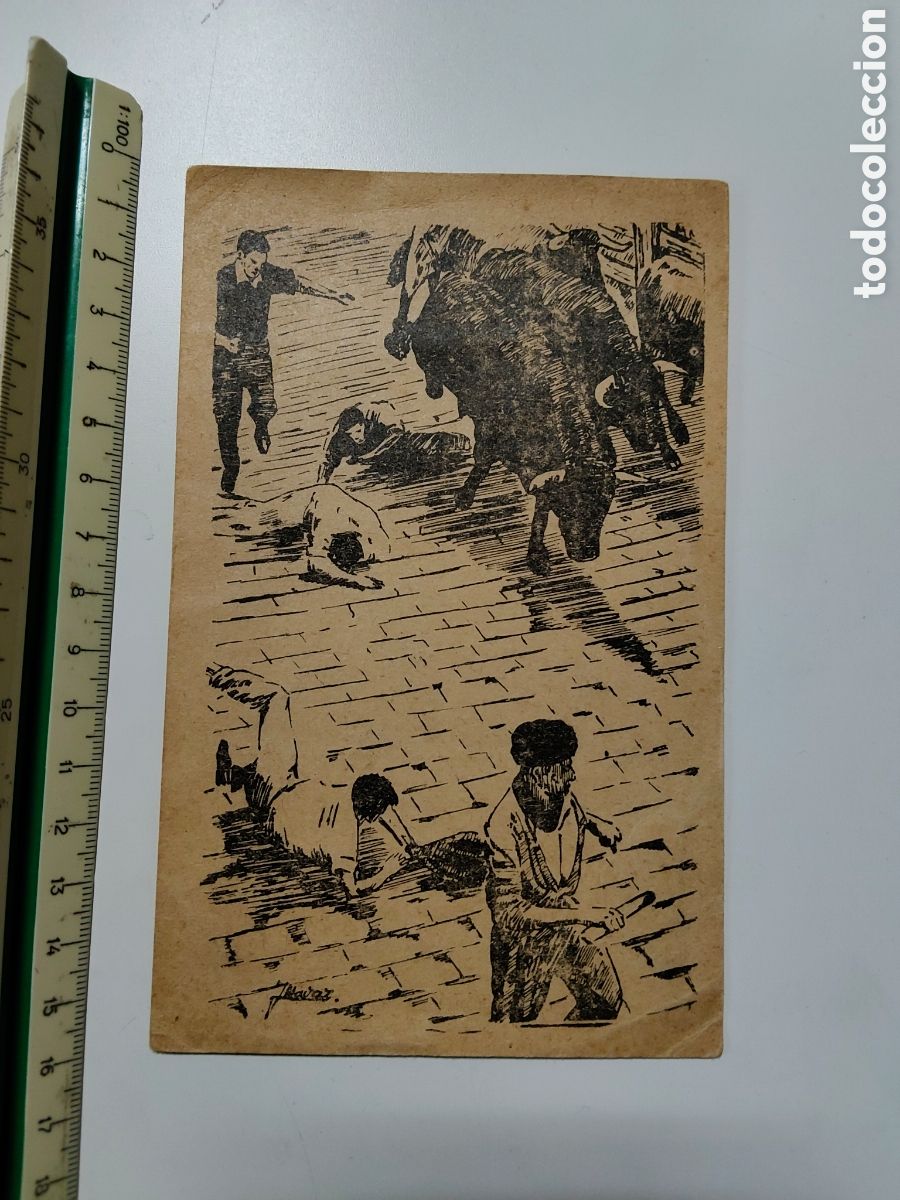 Postales: Tarjeta publicitaria Pastillas caf&eacute; La Cafetera Unzu&eacute; Pamplona San Ferm&oacute;n toros