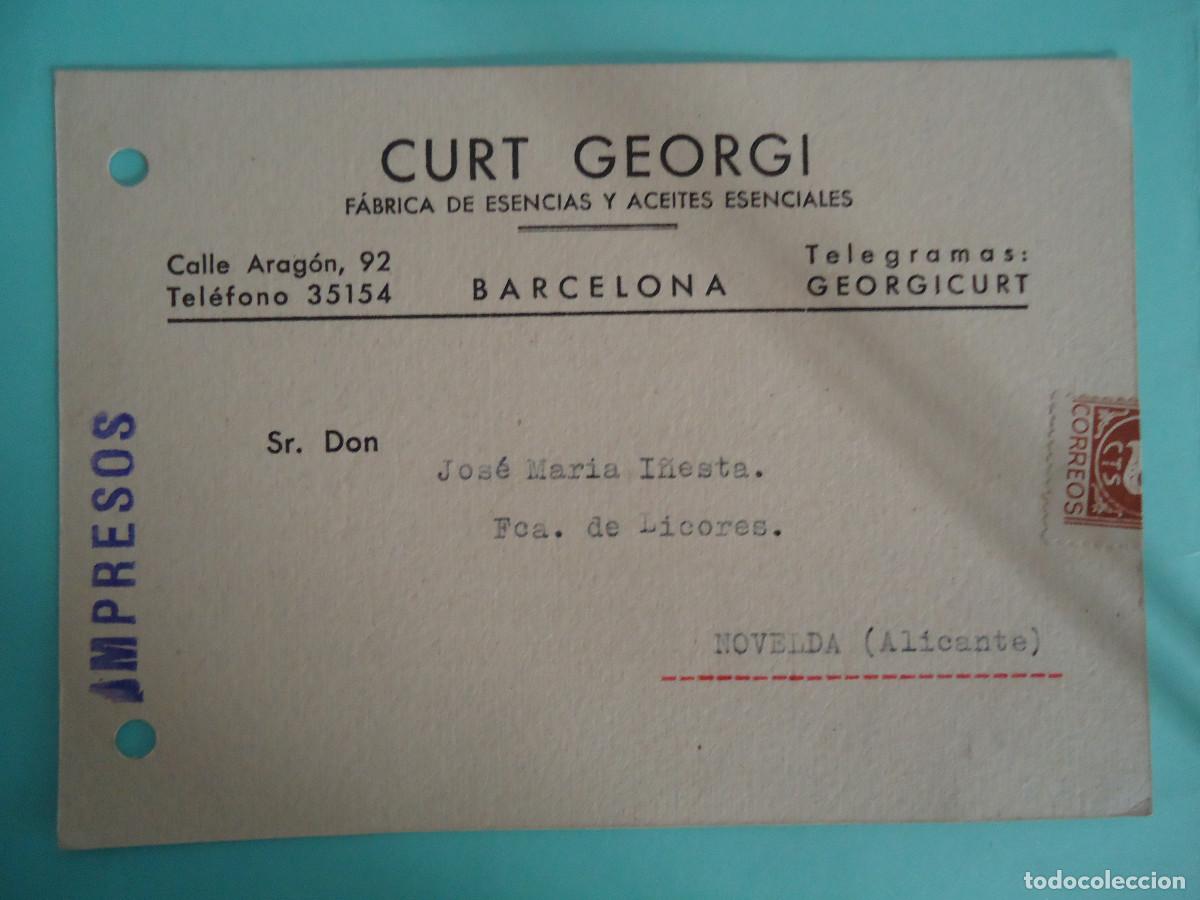 Postais: TARJETA COMERCIAL DE CURT GEORGI, FABRICA DE ESENCIAS Y ACEITES ESENCIALES. BARCELONA. PP -13
