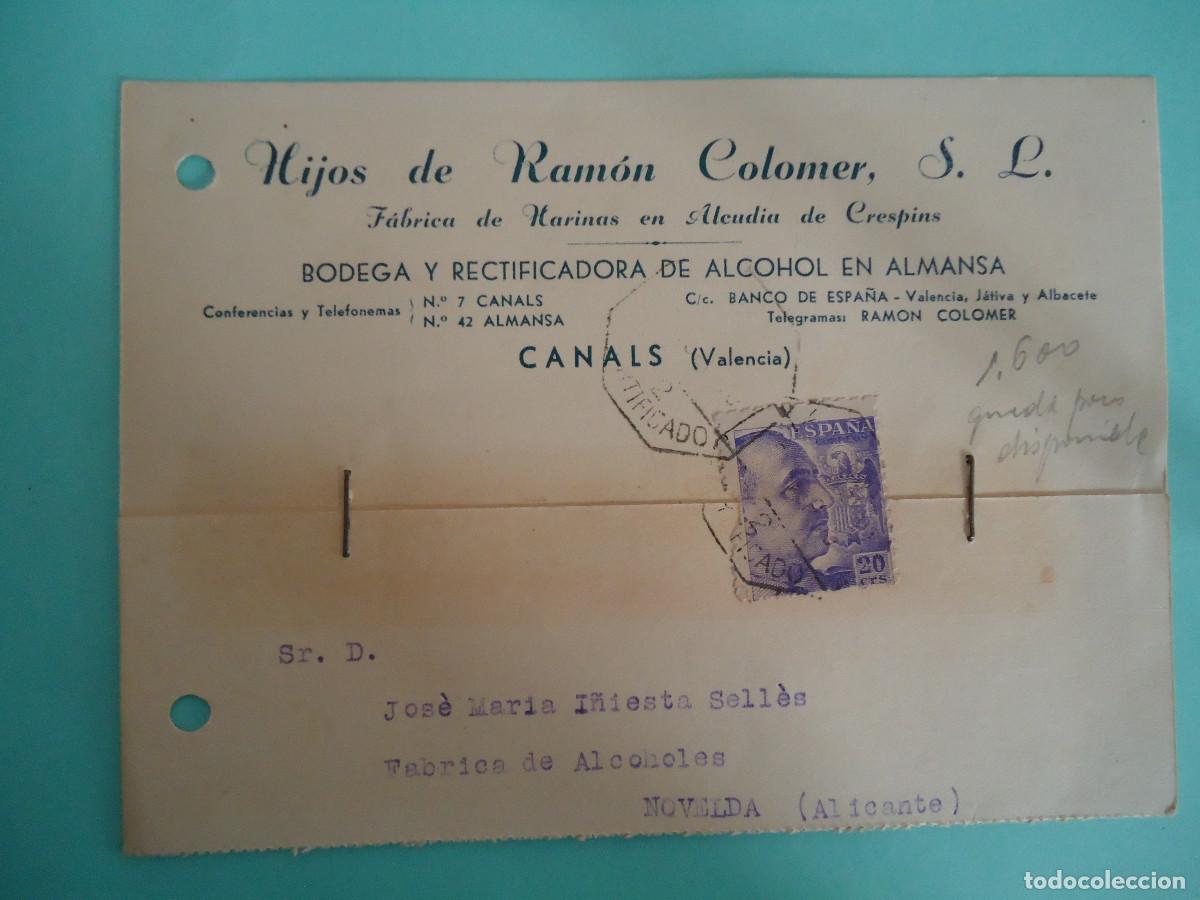 Postales: TARJETA COMERCIAL DE HIJOS DE ROMAN COLOMER S.L. CANALS - VALENCIA. BODEGA ALCOHOL. PP -13