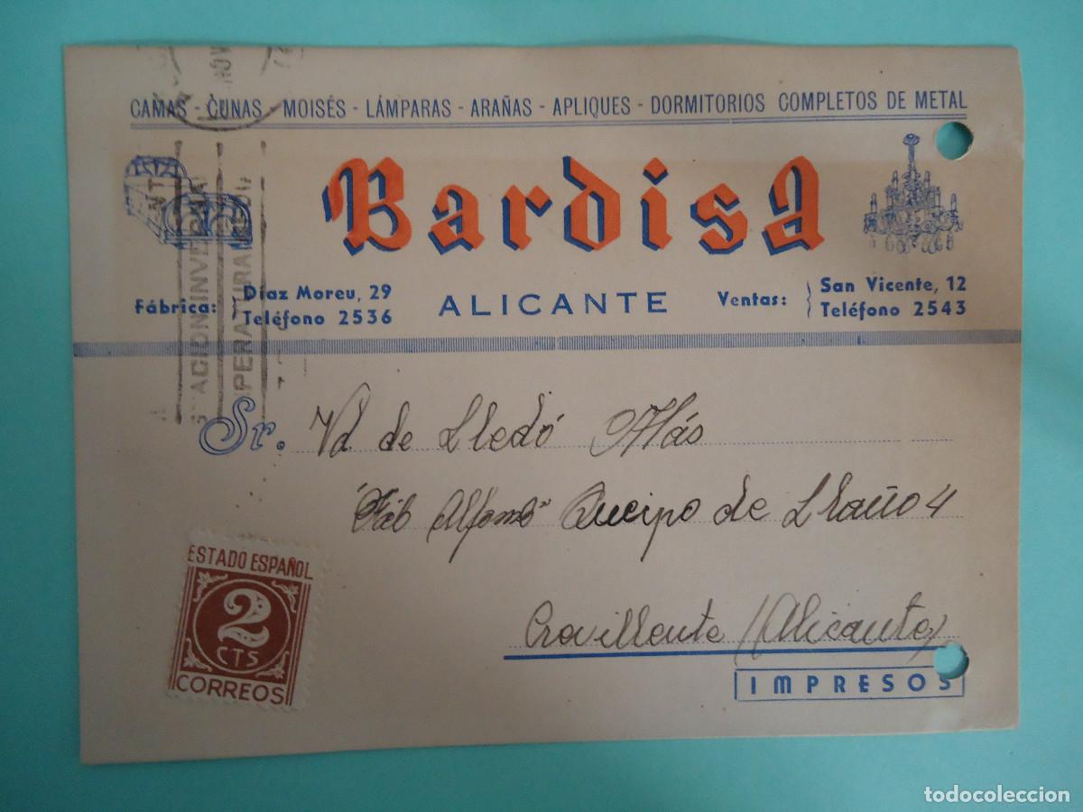 Postales: TARJETA COMERCIAL DE BARDISA, CAMAS , LAMPARAS , DORMITORIOS. ALICANTE. PP -13