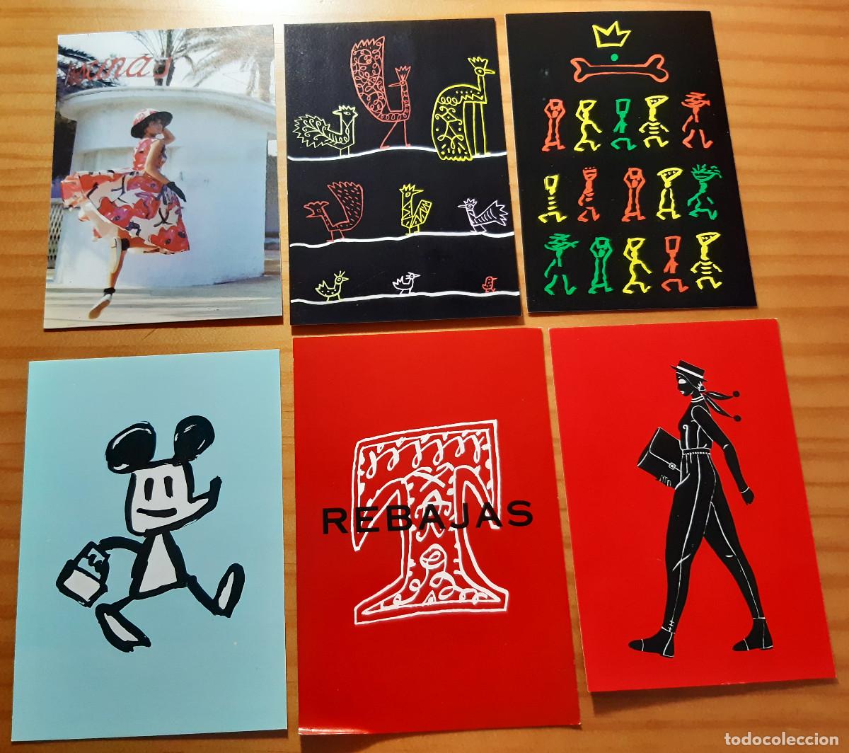 Postales: 6 TARJETAS PUBLICITARIAS - TR&Aacute;FICO DE MODAS - A&Ntilde;OS 1987-1988-1989-1990-1991 - PERFECTO ESTADO