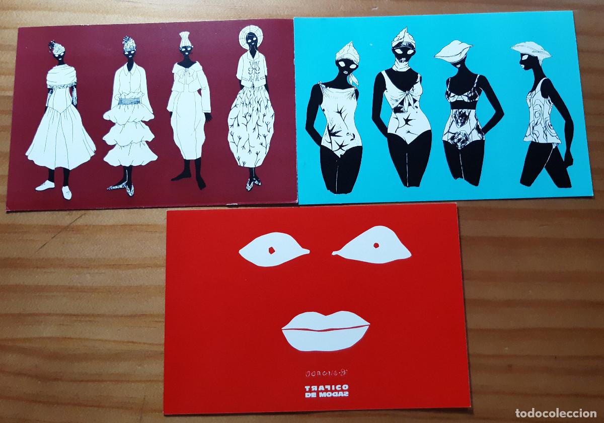 Postales: 3 TARJETAS PUBLICITARIAS - TR&Aacute;FICO DE MODAS - 10 X 15 CMS. - PERFECTO ESTADO