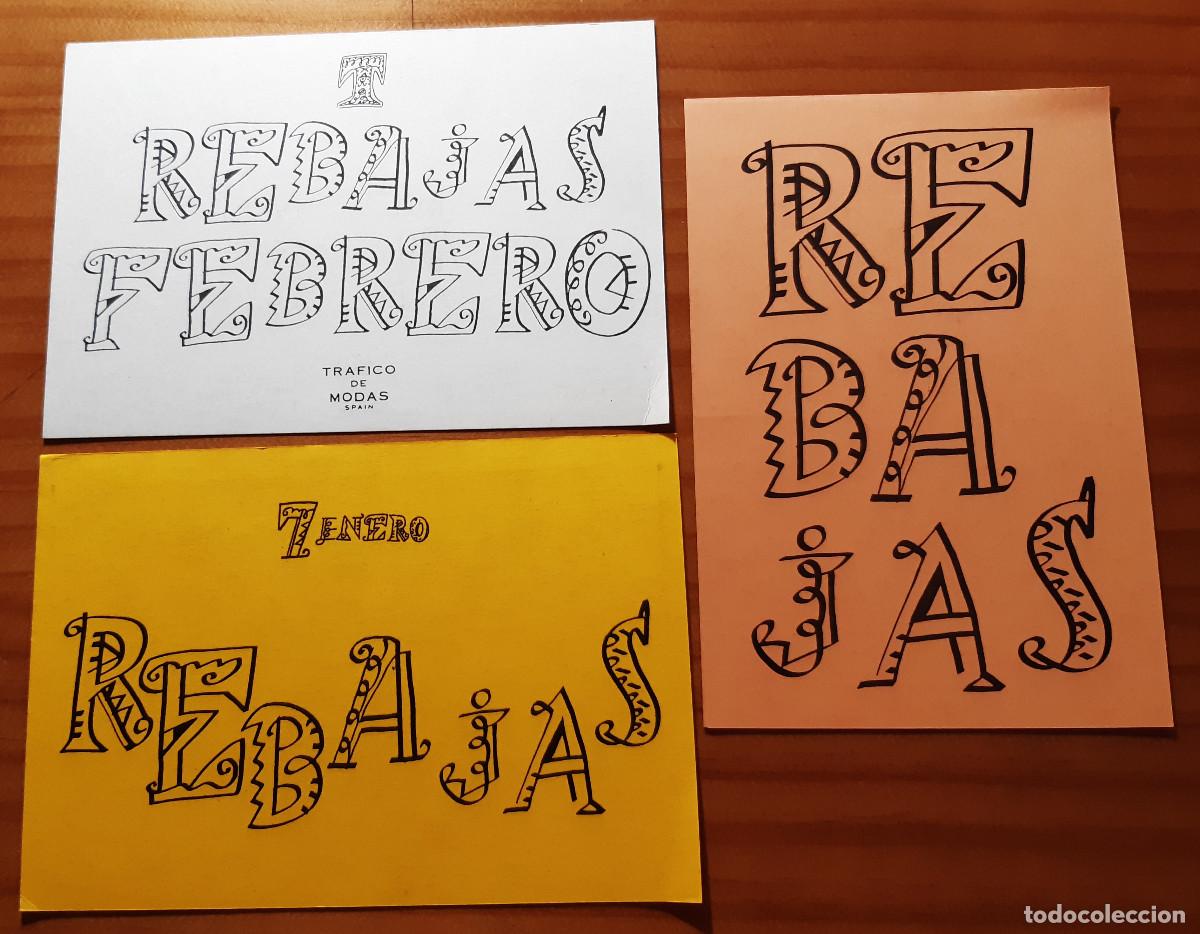 Postales: 3 TARJETAS PUBLICITARIAS - TR&Aacute;FICO DE MODAS - REBAJAS - A&Ntilde;O 1991 - PERFECTO ESTADO