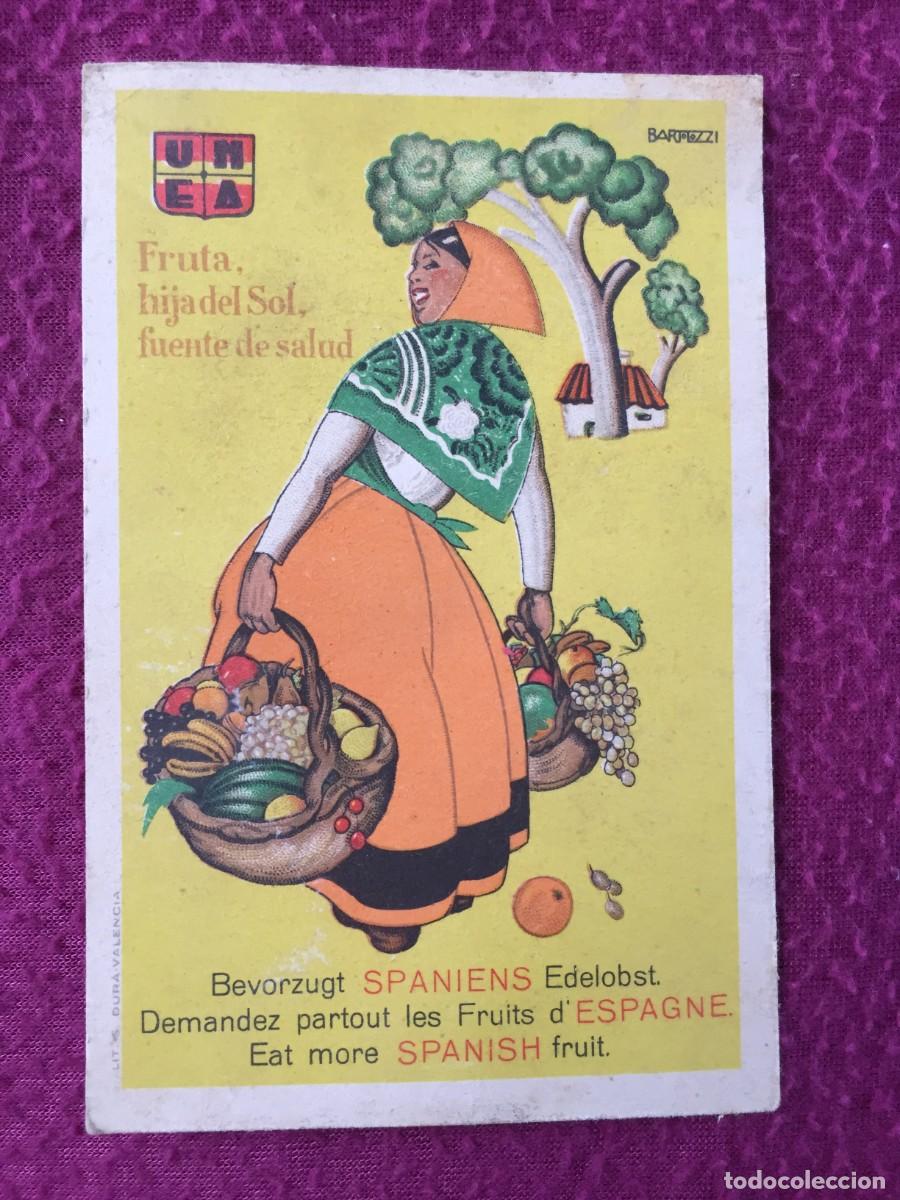 Postales: FRUTA, HIJA DEL SOL, FUENTE DE SALUD. UNEA. BARTOLOZZI. POSTAL NO ESCRITA NI CIRCULADA