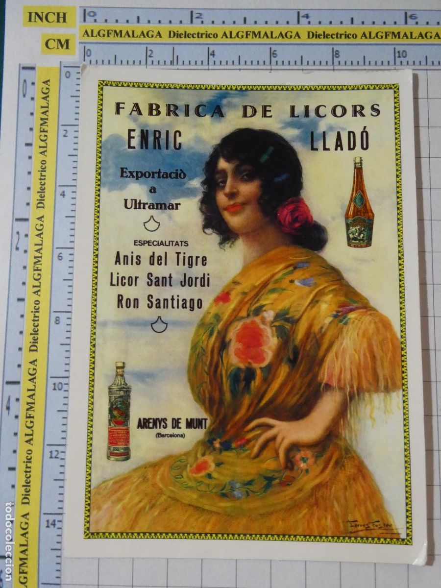 Postales: POSTAL PUBLICITARIA. PUBLICIDAD F&Aacute;BRICA DE LICORES ENRIC LLAD&Oacute; ANIS DEL TIGRE RON SANTIAGO. 3978