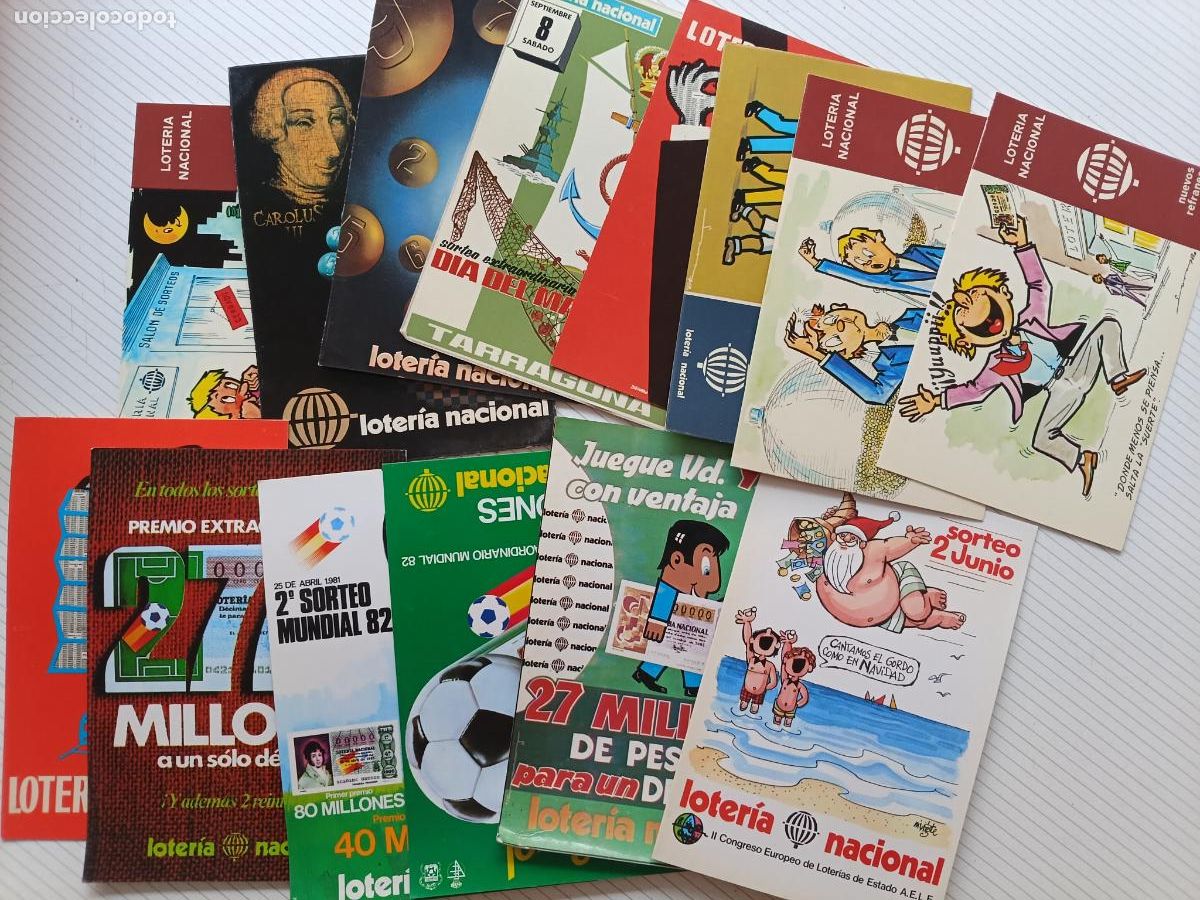 Postales: Loter&iacute;a Nacional: 14 postales diferentes