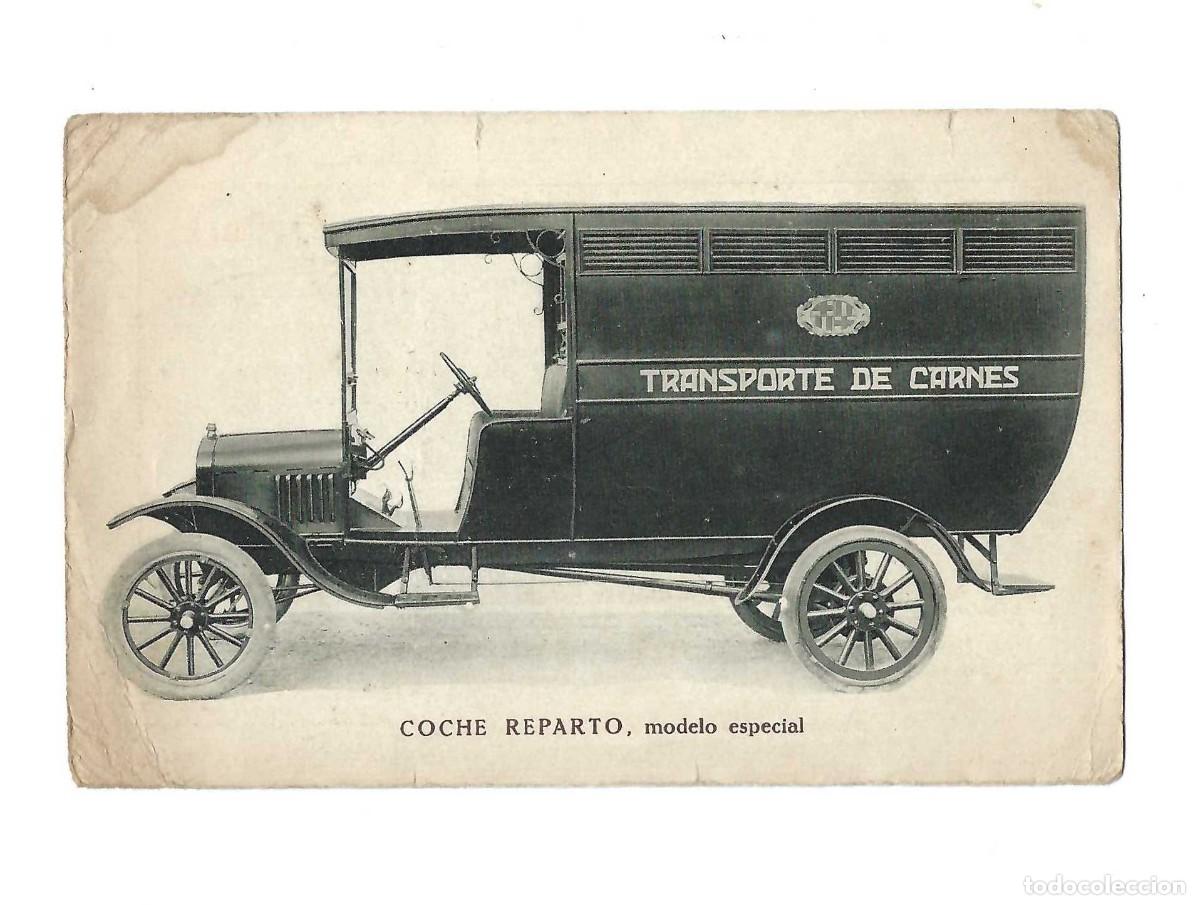 Postales: TARJETA PUBLICITARIA- COCHE REPARTO. TRANSPORTE DE CARNES. AGENTE FORD. CASAJUANA. BARCELONA