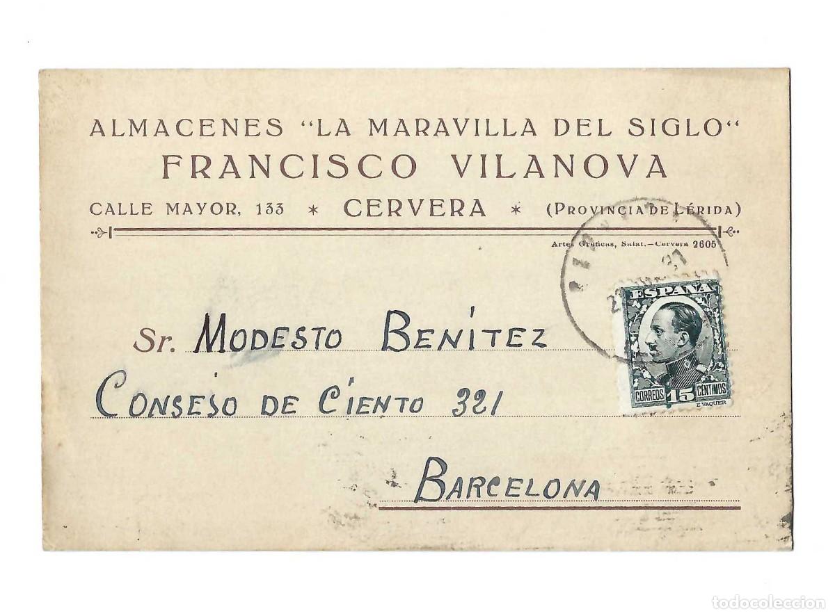 Postales: POSTAL PUBLICITARIA- ALMACENES LA MARAVILLA DEL SIGLO. FRANCISCO VILANOVA. CERVERA. 1931