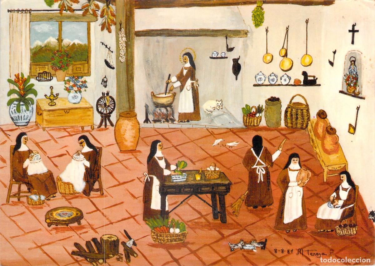Postales: Postal ilustrada de monjas en la cocina obra de M. Teresa Antol&iacute;n
